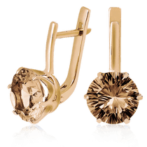 обзорное фото Золотые серьги с раухтопазом 023446  Золотые серьги с раухтопазом