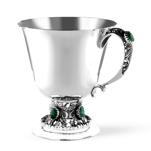 Чашка серебряная с малахитом Дороти 033173 детальное изображение ювелирного изделия Серебряные чашки Чашка серебряная с малахитом Дороти 033173 детальное изображение ювелирного изделия Серебряные чашки