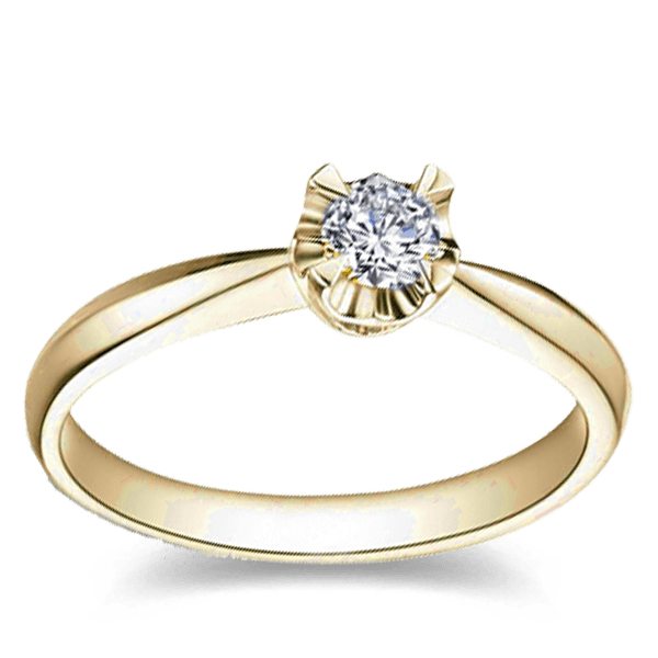 Помолвочное кольцо из желтого золота. Фото