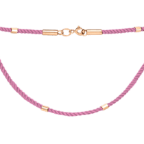обзорное фото Розовый шнурок с золотым замком и вставками (четыре вставки) 037912  Шнурки с золотом