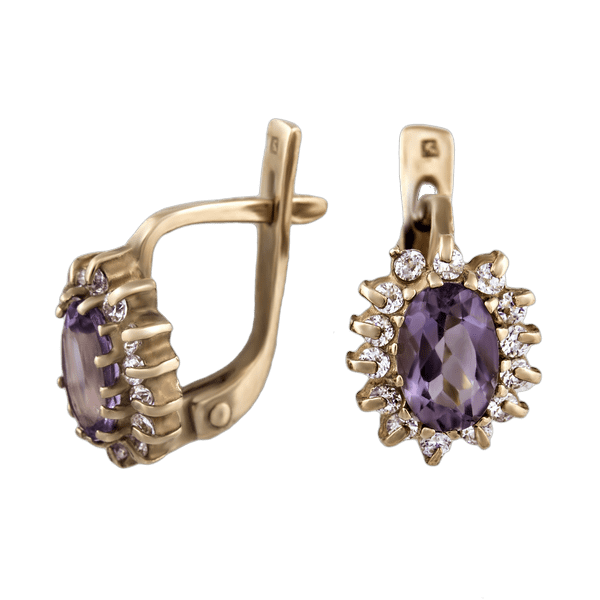 Золоті сережки з аметистом 576730 детальне зображення ювелірного виробу
