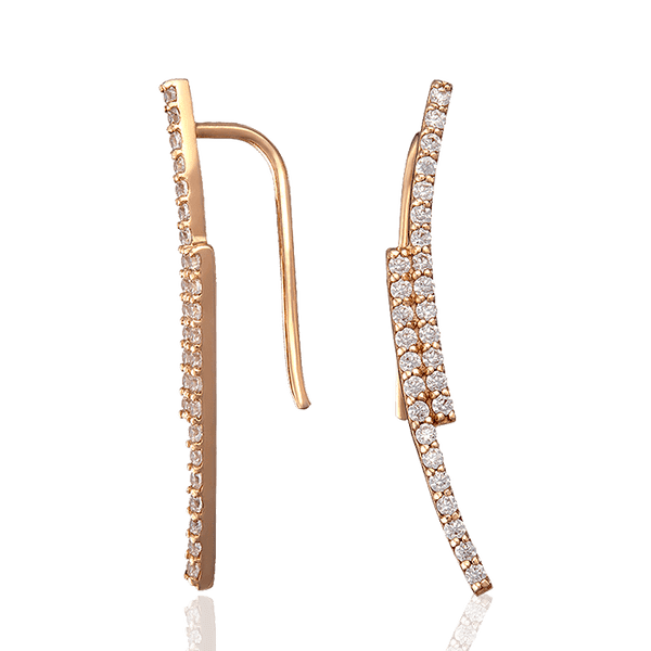 Серьги каффы из красного золота с фианитами 032350 детальное изображение ювелирного изделия Золотые серьги каффы Серьги каффы из красного золота с фианитами 032350 детальное изображение ювелирного изделия Золотые серьги каффы