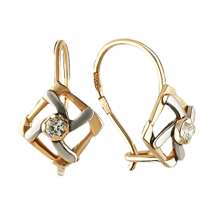 Золотые серьги с цирконием 1,3,0671 детальное изображение ювелирного изделия Золотые серьги с фианитом