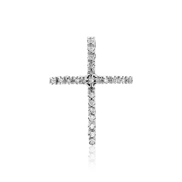 Крестик из белого золота с бриллиантами женский 036685 детальное изображение ювелирного изделия Золотые подвески Крестик из белого золота с бриллиантами женский 036685 детальное изображение ювелирного изделия Золотые подвески