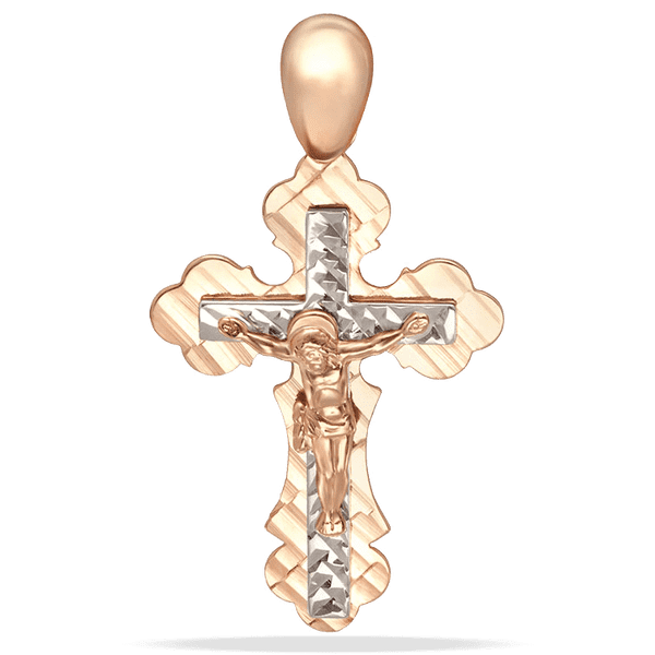 Православный крест в красном и белом золоте с алмазной гравировкой 039090 детальное изображение ювелирного изделия Золотые крестики православные Православный крест в красном и белом золоте с алмазной гравировкой 039090 детальное изображение ювелирного изделия Золотые крестики православные