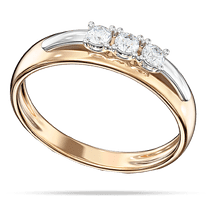 обзорное фото Кольцо с тремя бриллиантами в золоте 585 пробы 036003 Золотые кольца с бриллиантами обзорное фото Кольцо с тремя бриллиантами в золоте 585 пробы 036003  Золотые кольца с бриллиантами