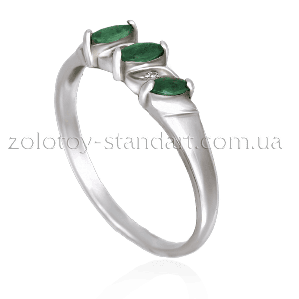 Золота каблучка зі смарагдом та діамантами 10916/1 детальне зображення ювелірного виробу