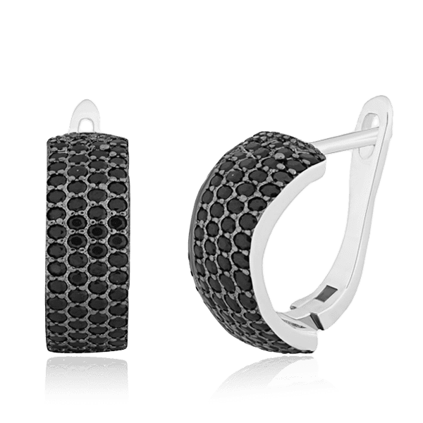 Серебряные серьги с черными фианитами 026243 детальное изображение ювелирного изделия Серебряные серьги с камнями Серебряные серьги с черными фианитами 026243 детальное изображение ювелирного изделия Серебряные серьги с камнями