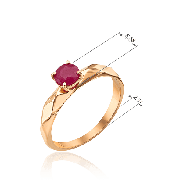 Витончена каблучка з рубіном в червоному золоті 036598 детальне зображення ювелірного виробу Витончена каблучка з рубіном в червоному золоті 036598 детальне зображення ювелірного виробу