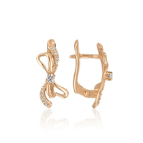 обзорное фото Золотые серьги с цирконием 420972  Золотые серьги с фианитом