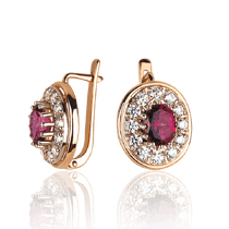 обзорное фото Золотые серьги с розовым топазом Маргарет 033566 Золотые серьги обзорное фото Золотые серьги с розовым топазом Маргарет 033566  Золотые серьги