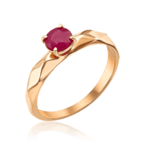 обзорное фото Утонченное кольцо с рубином в красном золоте 036598  Золотые кольца