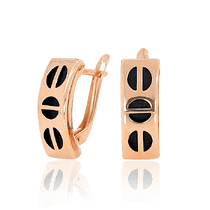 обзорное фото Серьги из красного золота с каучуком 031705 Золотые серьги с каучуком обзорное фото Серьги из красного золота с каучуком 031705  Золотые серьги с каучуком