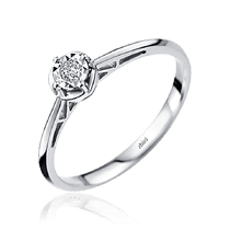 обзорное фото Золотое кольцо для помолвки Цветок с бриллиантом 030963  Золотые кольца