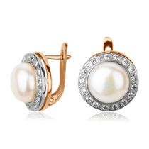 обзорное фото Золотые серьги с жемчугом 545536 Золотые серьги с жемчугом обзорное фото Золотые серьги с жемчугом 545536  Золотые серьги с жемчугом