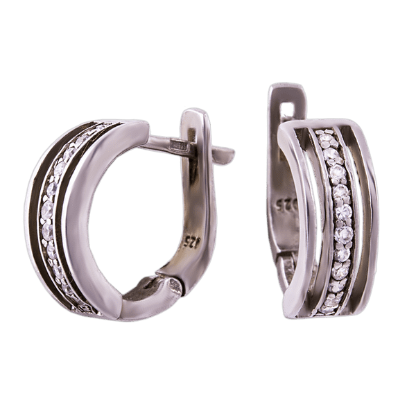 Серебряные серьги с цирконием 10623 детальное изображение ювелирного изделия Серебряные серьги с камнями