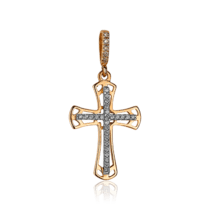обзорное фото Золотой крестик с цирконием 024153  Декоративные золотые крестики