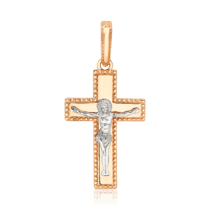 обзорное фото Православный золотой крестик четырехнонечный 036570  Крестики мужские