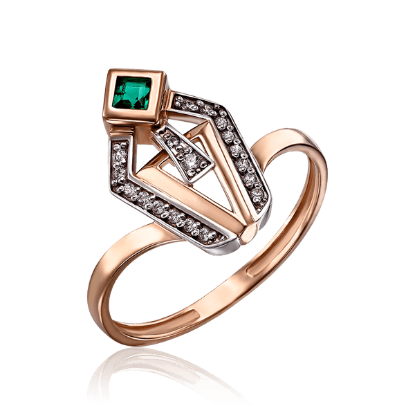 Золотое кольцо с квадратным изумрудом и фианитами 035063 детальное изображение ювелирного изделия Золотые кольца Золотое кольцо с квадратным изумрудом и фианитами 035063 детальное изображение ювелирного изделия Золотые кольца