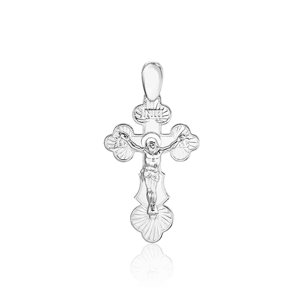 Крестик из родированного серебра Распятие 034670 детальное изображение ювелирного изделия Серебряные подвески Крестик из родированного серебра Распятие 034670 детальное изображение ювелирного изделия Серебряные подвески