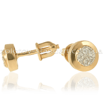обзорное фото Золотые серьги гвоздики с цирконием 110387  Серьги с камнями