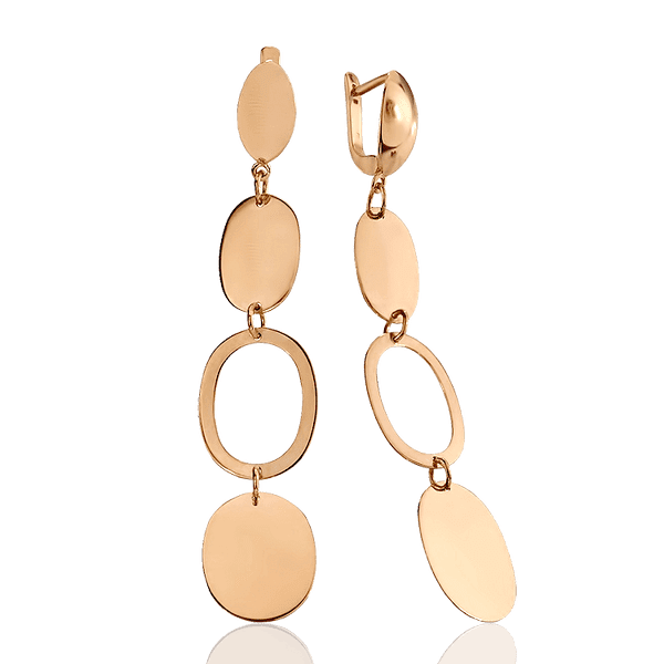 Длинные серьги в красном золоте Геометрия с овальными элементами 032361 детальное изображение ювелирного изделия Золотые серьги без вставок Длинные серьги в красном золоте Геометрия с овальными элементами 032361 детальное изображение ювелирного изделия Золотые серьги без вставок