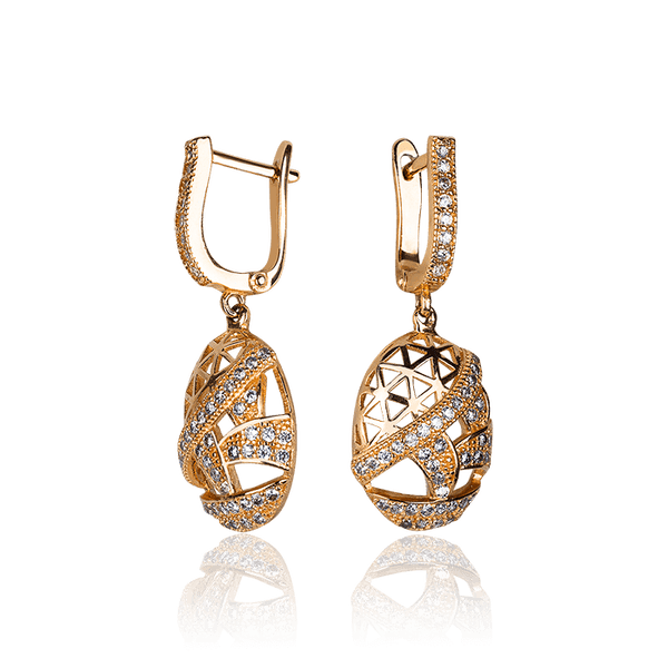 Круглые золотые серьги с ажурным узором 032743 детальное изображение ювелирного изделия Золотые серьги с фианитом Круглые золотые серьги с ажурным узором 032743 детальное изображение ювелирного изделия Золотые серьги с фианитом