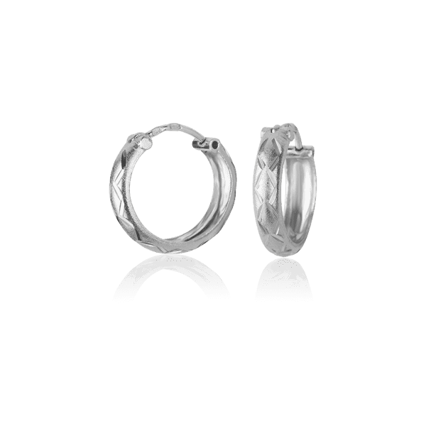 Серебряные серьги-кольца с алмазной гранью без вставки Серебряные серьги-кольца с алмазной гранью без вставки