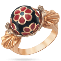 обзорное фото Кольцо в красном золоте Кармелита с эмалью 039166  Золотые кольца с эмалью