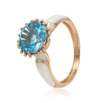 обзорное фото Золотое кольцо с голубым топазом и эмалью 028630 Золотые кольца с топазом обзорное фото Золотое кольцо с голубым топазом и эмалью 028630  Золотые кольца с топазом