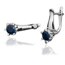 обзорное фото Серьги из белого золота с сапфирами и бриллиантами 023132 Золотые серьги с сапфиром обзорное фото Серьги из белого золота с сапфирами и бриллиантами 023132  Золотые серьги с сапфиром