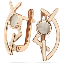 обзорное фото Золотые серьги с перламутром 034906 Золотые серьги обзорное фото Золотые серьги с перламутром 034906  Золотые серьги