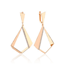 обзорное фото Экстравагантные золотые серьги с фианитами 034494 Золотые серьги обзорное фото Экстравагантные золотые серьги с фианитами 034494  Золотые серьги