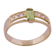 обзорное фото Золотое кольцо с хризолитом 343007  Золотые кольца с хризолитом