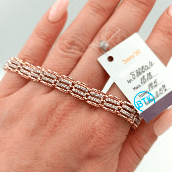 Золотий браслет з фіанітами 028067 детальне зображення ювелірного виробу Золотий браслет з фіанітами 028067 детальне зображення ювелірного виробу