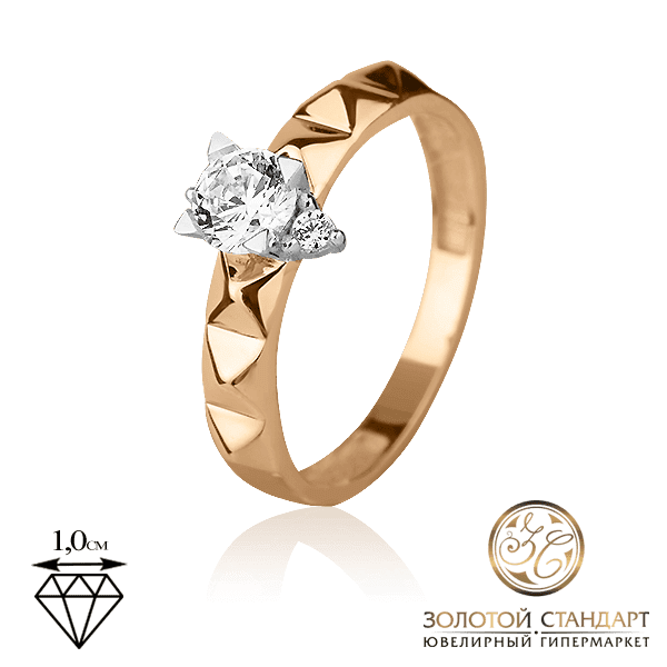 Золотое кольцо из красного и белого золота с фианитом Золотое кольцо из красного и белого золота с фианитом