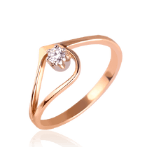 оглядове фото Каблучка з червоного золота з діамантом 036042