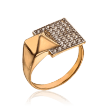 обзорное фото Кольцо золотое в геометрическом дизайне Барбара 034066  Золотые кольца