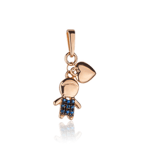 обзорное фото Золотой подвес с синими фианитами Мальчик 028254  Золотые кулоны с фианитом