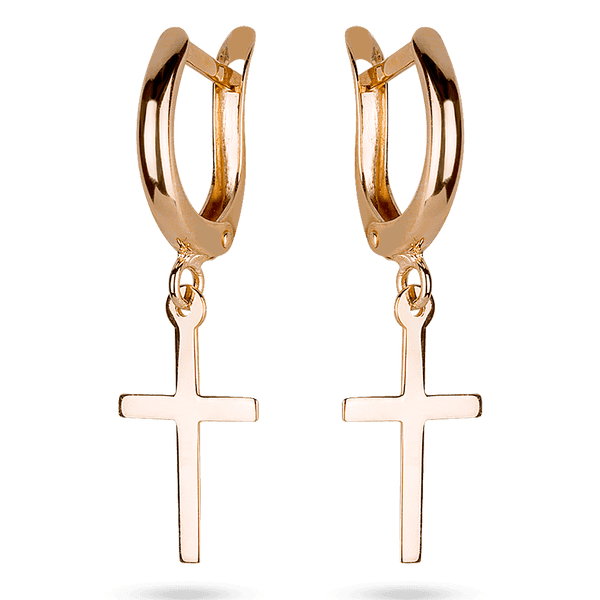 Золотые серьги с крестиками на английском замке 032781 детальное изображение ювелирного изделия Золотые серьги без вставок Золотые серьги с крестиками на английском замке 032781 детальное изображение ювелирного изделия Золотые серьги без вставок