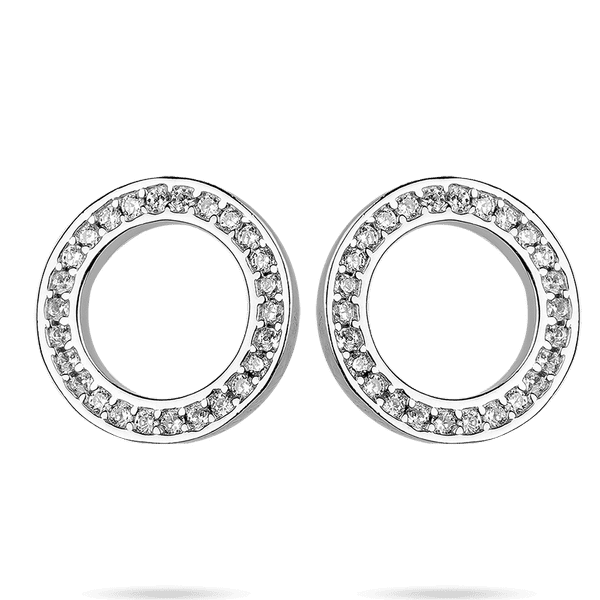 Сережки - пусети в сріблі Коло з білими фіанітами 039637 детальне зображення ювелірного виробу