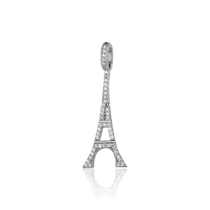 обзорное фото Серебряный кулон с фианитами Эйфелева башня 027650  Серебряные подвески со вставками