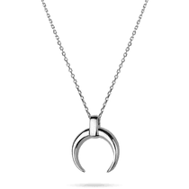 обзорное фото Серебряное колье оберег Лунница без вставок и дополнительной цепочкой 039827 Серебряные колье обзорное фото Серебряное колье оберег Лунница без вставок и дополнительной цепочкой 039827  Серебряные колье