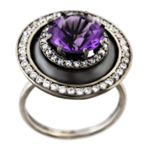 обзорное фото Серебряное кольцо с аметистом 2585  Серебряные кольца
