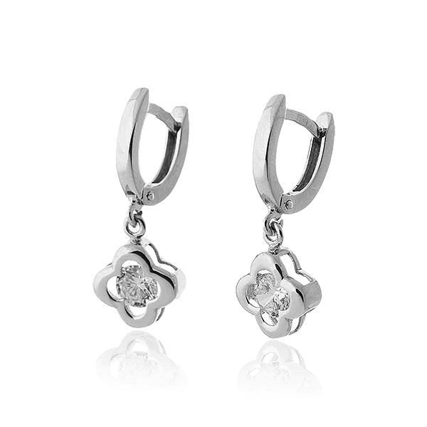 Золоті сережки Конюшина з фіанітами 029257 детальне зображення ювелірного виробу Золоті сережки Конюшина з фіанітами 029257 детальне зображення ювелірного виробу