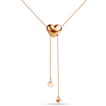 обзорное фото Золотое стильное кольє-трансформер обьемное Сердечко 040343 Золотое колье без камней обзорное фото Золотое стильное кольє-трансформер обьемное Сердечко 040343  Золотое колье без камней