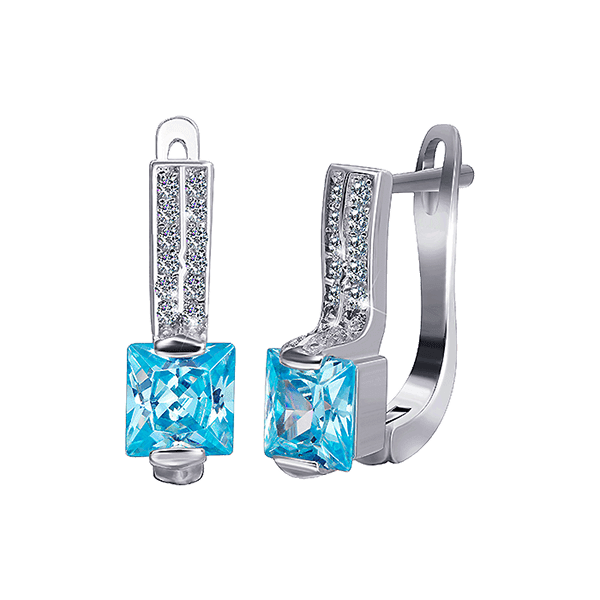 Серебряные серьги с фианитом 025580 детальное изображение ювелирного изделия Серебряные серьги с камнями