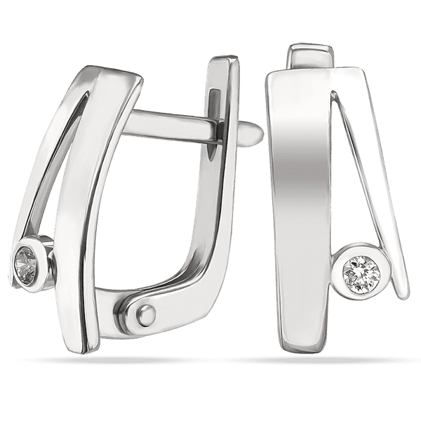 Стильные золотые серьги с бриллиантом 038852 детальное изображение ювелирного изделия Золотые серьги с бриллиантами Стильные золотые серьги с бриллиантом 038852 детальное изображение ювелирного изделия Золотые серьги с бриллиантами