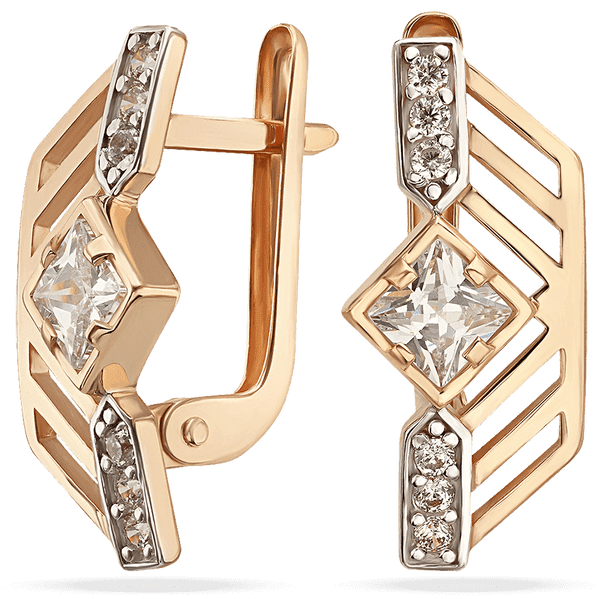Женские сережки золотые с фианитами 036662 детальное изображение ювелирного изделия Золотые серьги