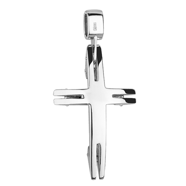 крестик белое золото с чёрными камнями крестик белое золото с чёрными камнями